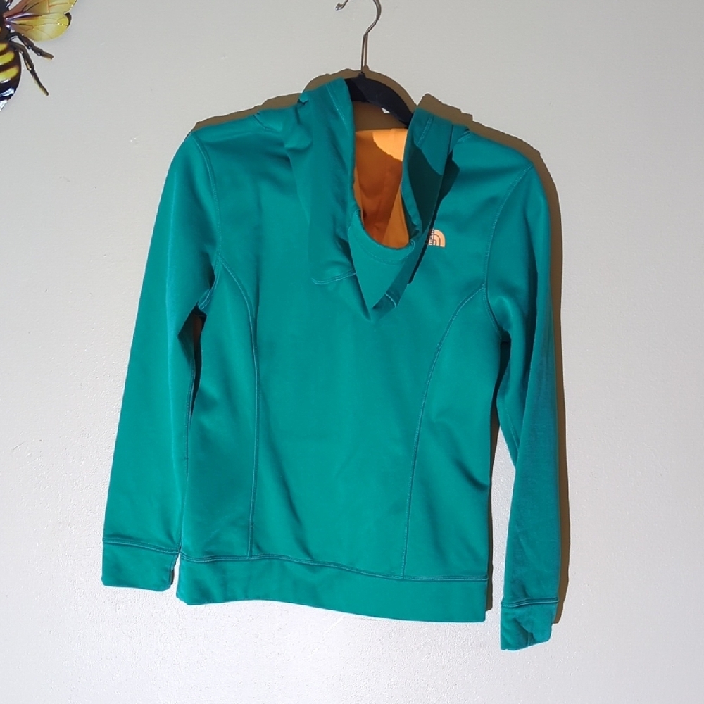 The North Face Green Hoodie with Orange Logo Size Small - Picture 4 of 9